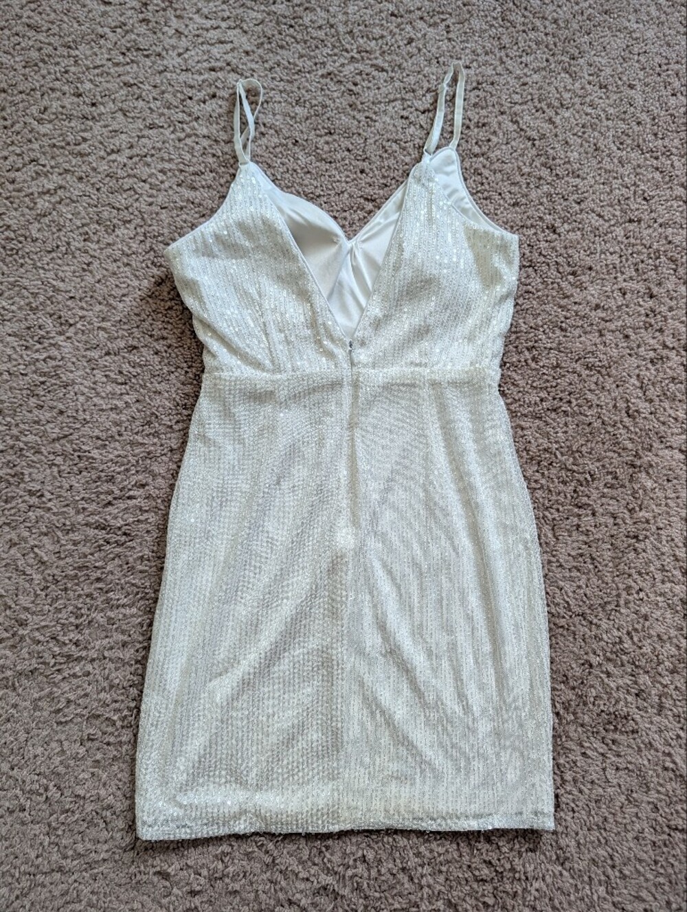 Lulu's Womens White Shine and Sparkle Sequin Sleeveless Mini Dress Size Small - Picture 6 of 15